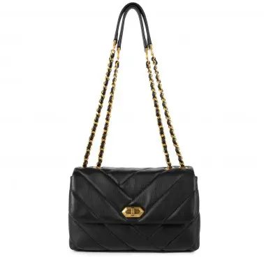 530_26 sac trotteur à rabat soft matelassé noir lancaster tendance 2022 sac bandoulière cuir femme