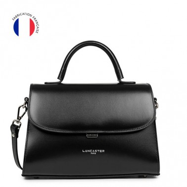 433-17 NOIR lancaster sac a main suave even cuir made in france