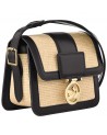 Sac Bandoulière Box-Trot Paille Noir de profil