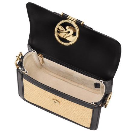 intérieur du  Sac Bandoulière Box-Trot Paille Noir Longchamp