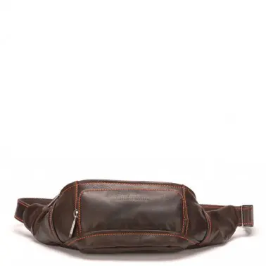 Arthur & Aston - sac banane en cuir plongé Pablo châtaigne-orange