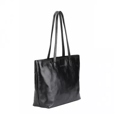 Grand sac Shopping Edith noir Arthur & Aston de profil