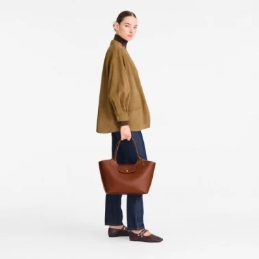 Longchamp - Sac porté épaule Epure L cuir grainé