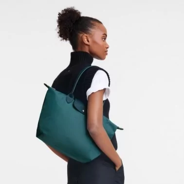 Longchamp - Sac Cabas M porté épaule Le Pliage Green