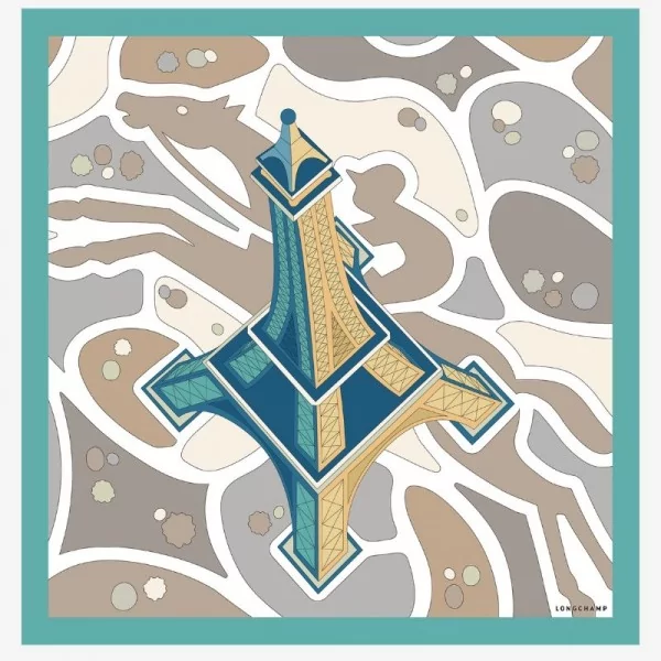 Longchamp - Carré de soie tour équestre