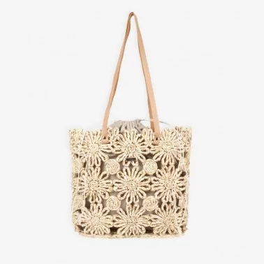 Les Tropéziennes - Panier porté épaule fleurs cosses de maïs