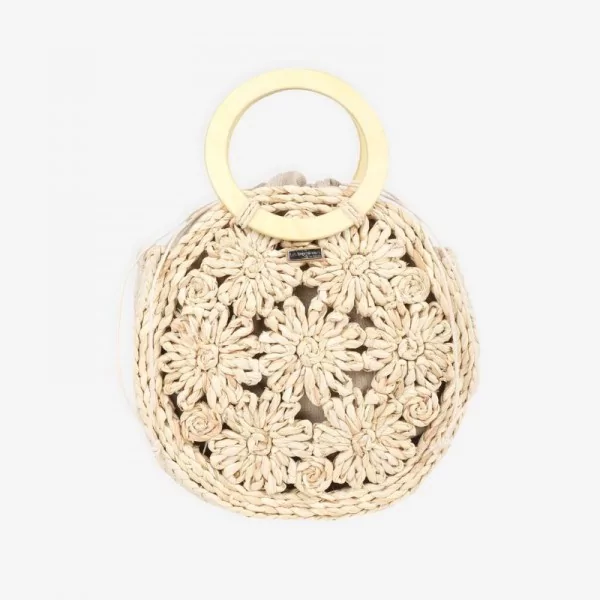 Les Tropéziennes  - Panier rond bohème cosses de maïs