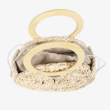 Les Tropéziennes  - Panier rond bohème cosses de maïs