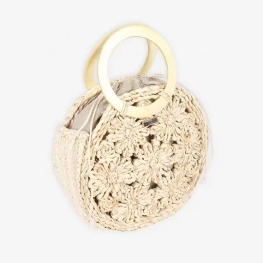 Les Tropéziennes  - Panier rond bohème cosses de maïs