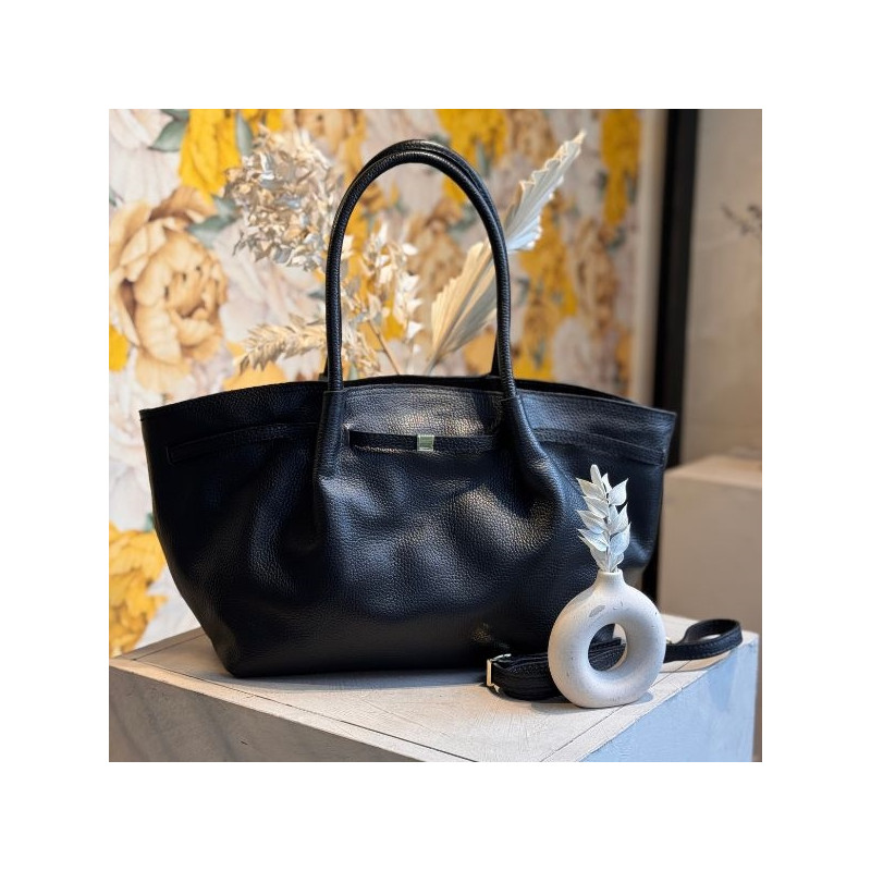 Auren - Grand sac shopping cuir Noir