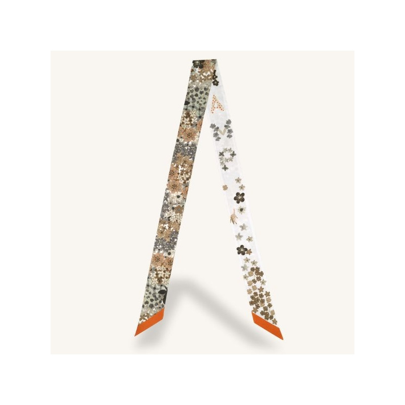 Bandeau de soie à fleurs Longchamp 120cm x 50cm