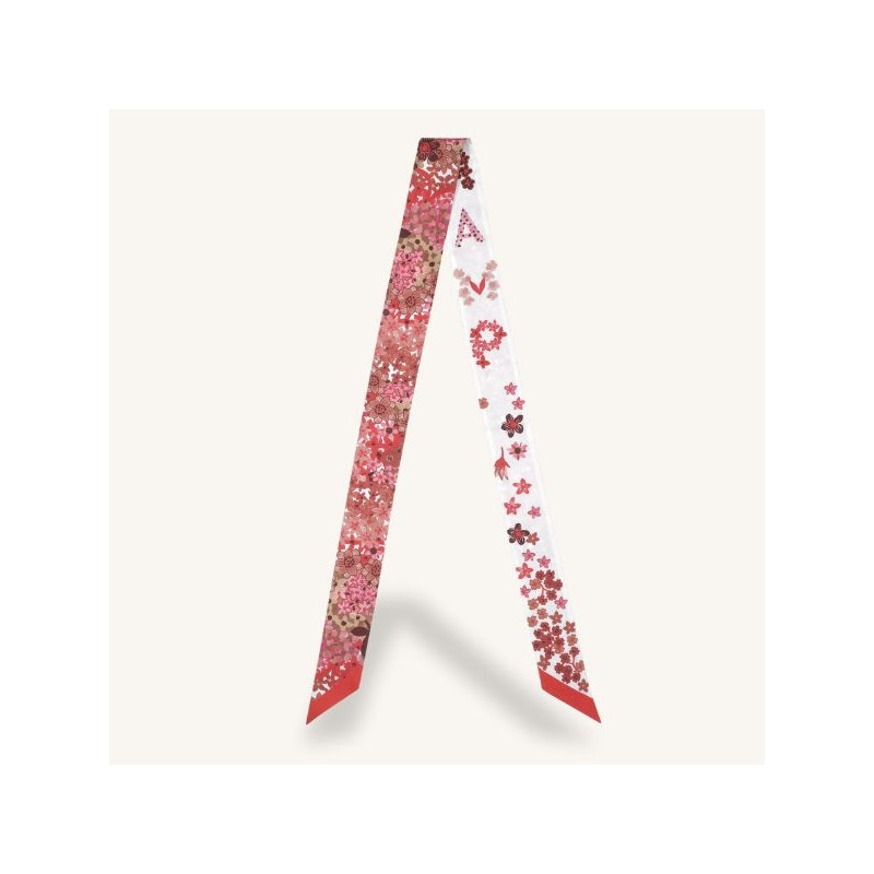 Bandeau de soie à fleurs Longchamp 120cm x 50cm