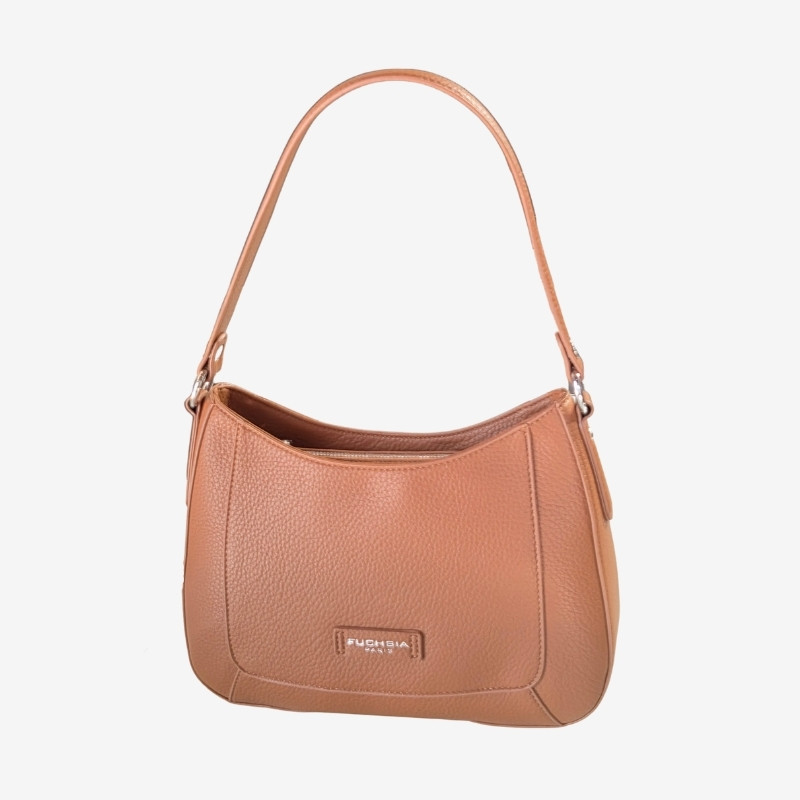 Fuchsia Paris – Sac épaule effet cuir grainé Bonaqua cognac