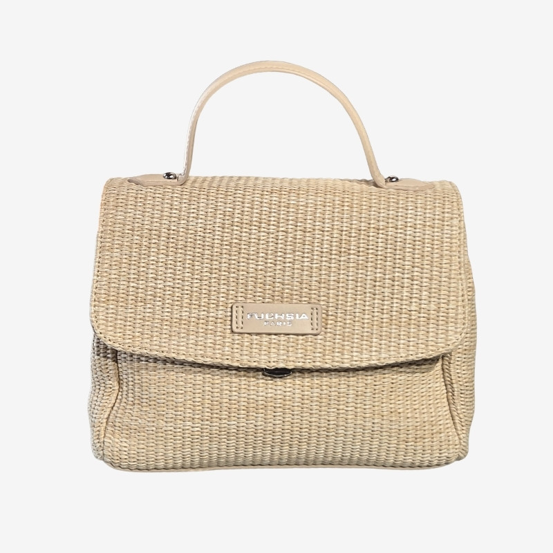 Fuchsia Paris - Sac à rabat en paille synthétique Emilio
