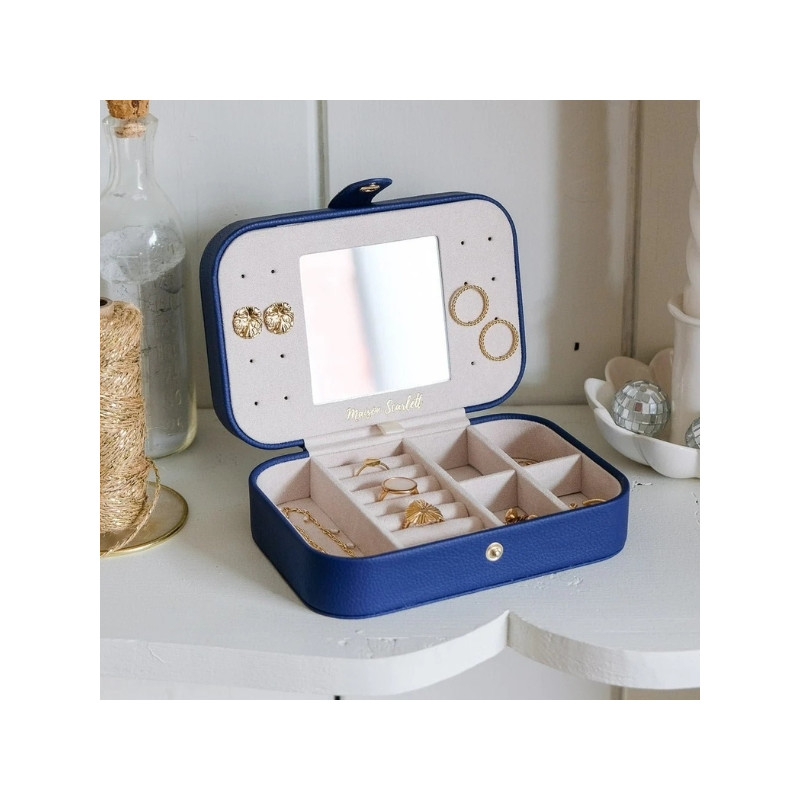 Maison Scarlett - Grande boîte à bijoux de voyage Brigitte bleu
