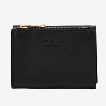 Longchamp - Petit portefeuille lisse en cuir compact Epure