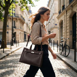 Sac cabas pour femme Tote Land Blanc Marron Chocolat - Mac Douglas