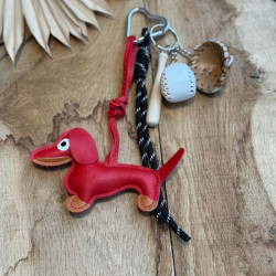 Porte-clés chien  rouge baseball Auren