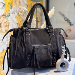 Auren - Sac étudiant en cuir marron daim