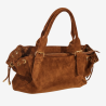 Auren - Sac polochon cuir souple daim cognac