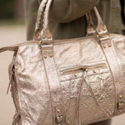 Auren - Sac étudiant en cuir doré irisé