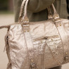 Auren - Sac étudiant en cuir doré irisé