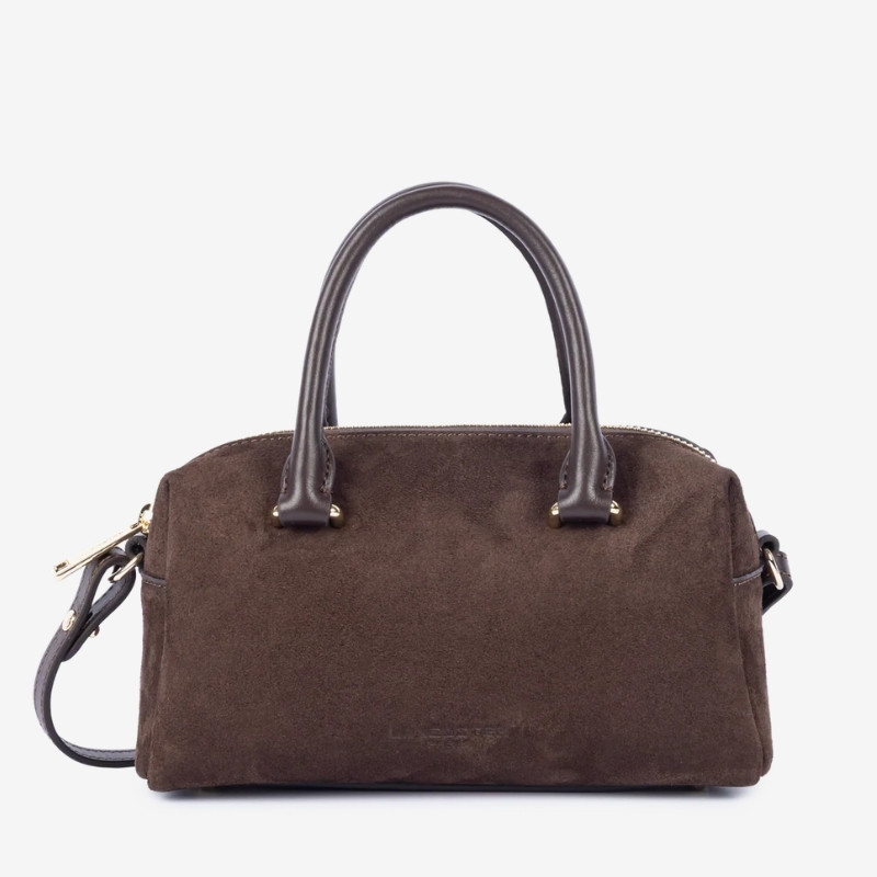 Lancaster -  Sac à main velours Suède Cube marron