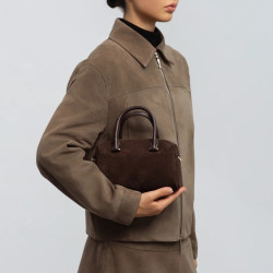Lancaster -  Sac à main velours Suède Cube marron