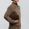 Lancaster -  Sac à main velours Suède Cube marron
