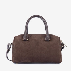Lancaster -  Sac à main velours Suède Cube marron