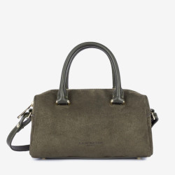 Lancaster -  Sac à main velours Suède Cube kaki