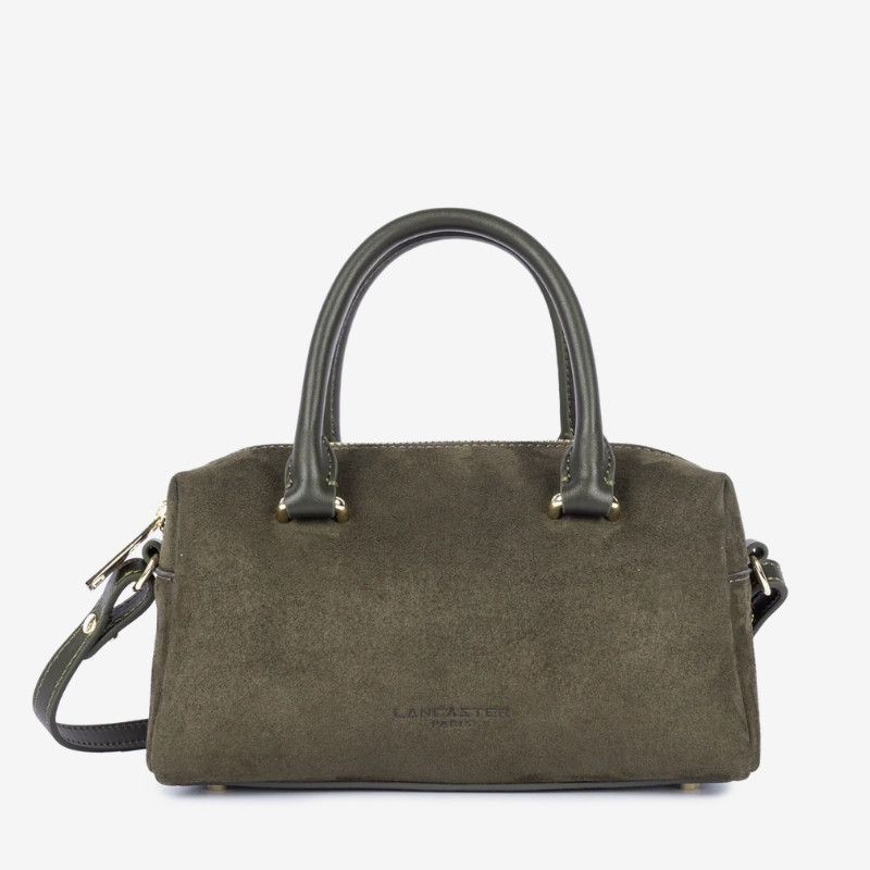 Lancaster -  Sac à main velours Suède Cube kaki