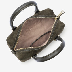 Lancaster -  Sac à main velours Suède Cube kaki