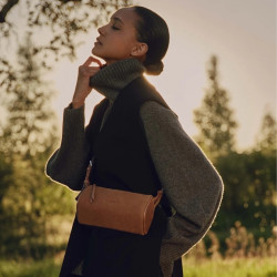 Petit sac baguette velours Suède Lancaster