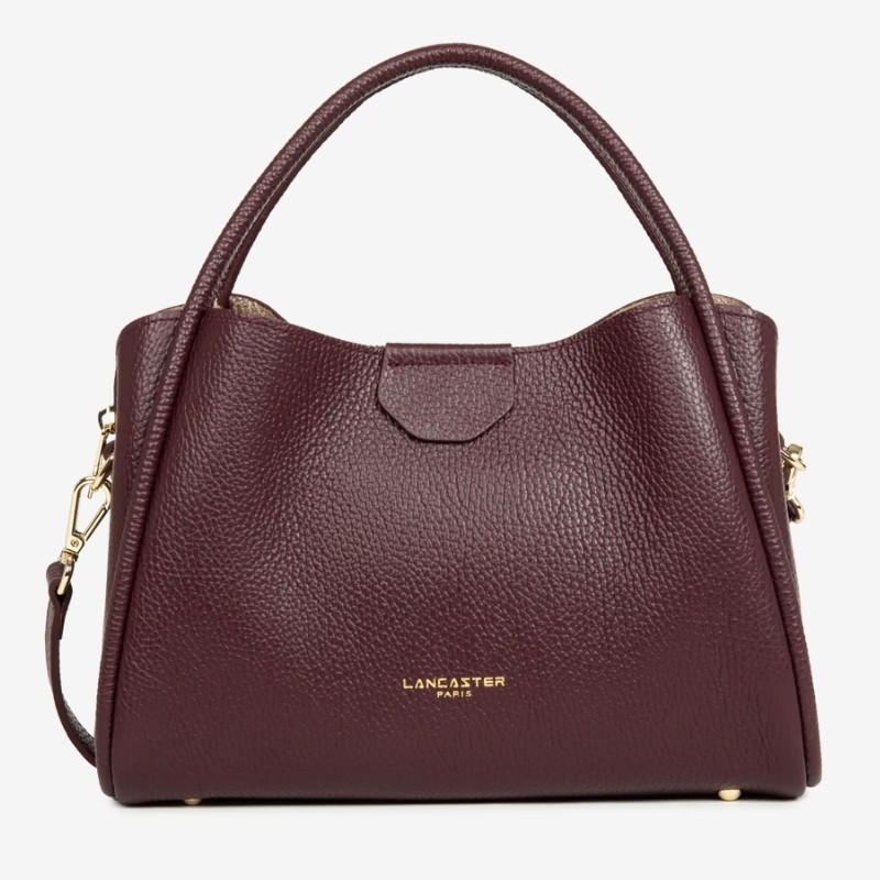 Lancaster Paris – Sac à Main en Cuir Ida Double bordeaux foncé