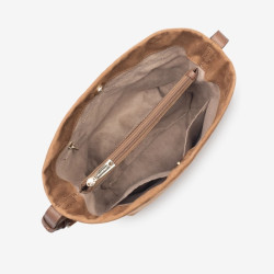 Lancaster - Sac seau épaule Suède camel