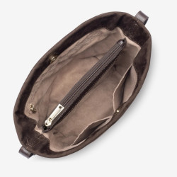 Lancaster - Sac seau épaule Suède marron