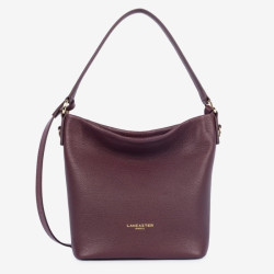 Lancaster - Sac seau cuir femme Dune bordeaux