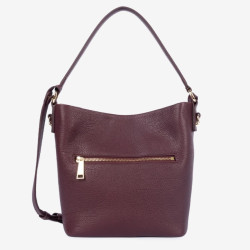Lancaster - Sac seau cuir femme Dune bordeaux