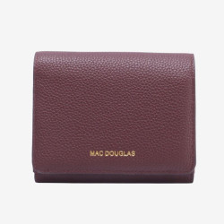 Mac Douglas - Porte-monnaie cuir rabat Cappuccino Alba bordeaux