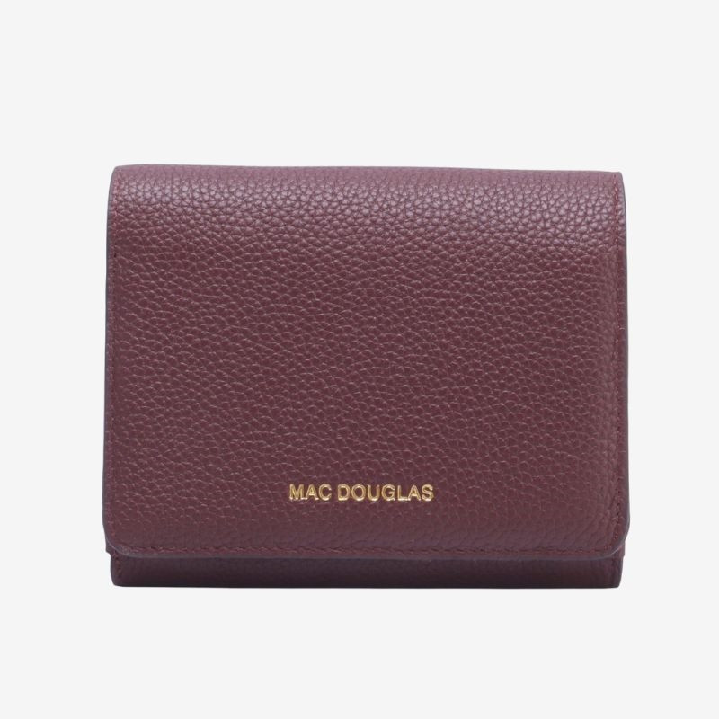 Mac Douglas - Porte-monnaie cuir rabat Cappuccino Alba bordeaux