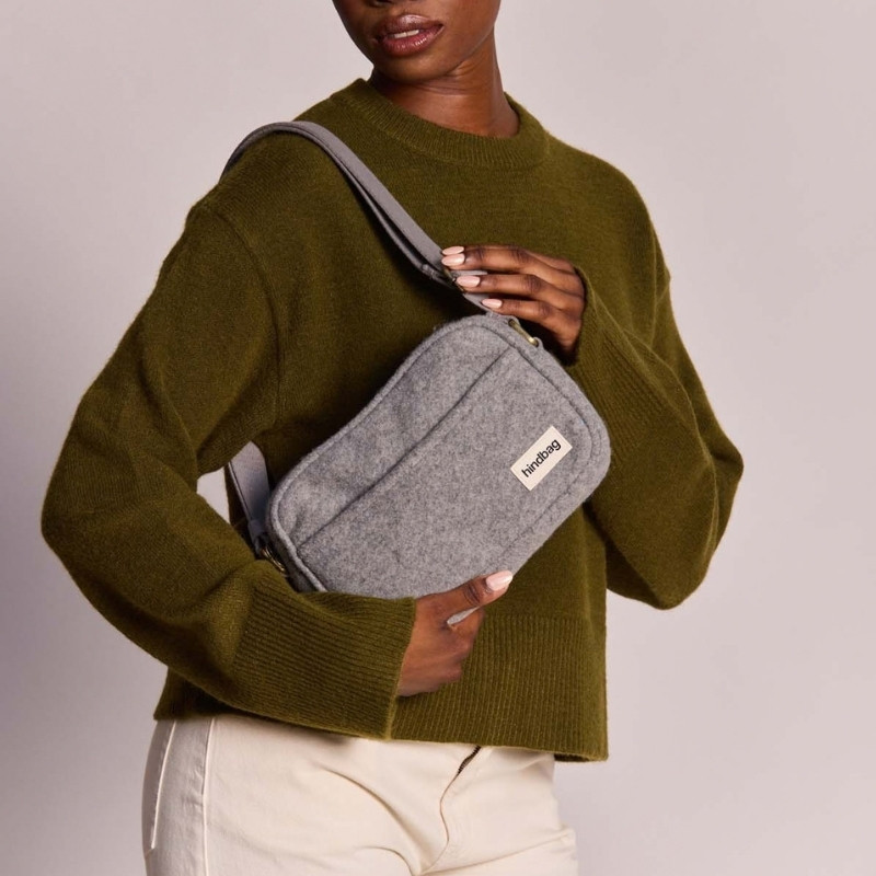 Sac travers pratique et léger effet laine granite Nino - Hindbag