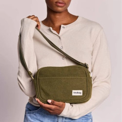 Sac travers pratique et léger effet laine khaki Nino - Hindbag