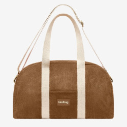Sac Bowling Charlie pour le week-end effet velours côtelé macchiato- Hindbag