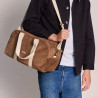 Sac Bowling Charlie pour le week-end effet velours côtelé macchiato- Hindbag