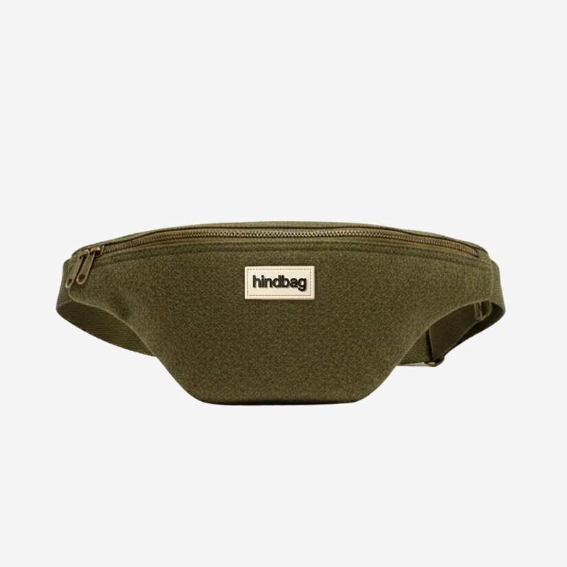 Sac Banane Olivia effet laine khaki - Hindbag