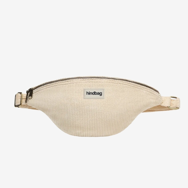 Sac Banane L Sasha velours côtelé crème - Hindbag