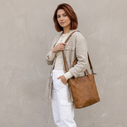 Sac cabas épaule cuir Jilke cognac - Bear Design
