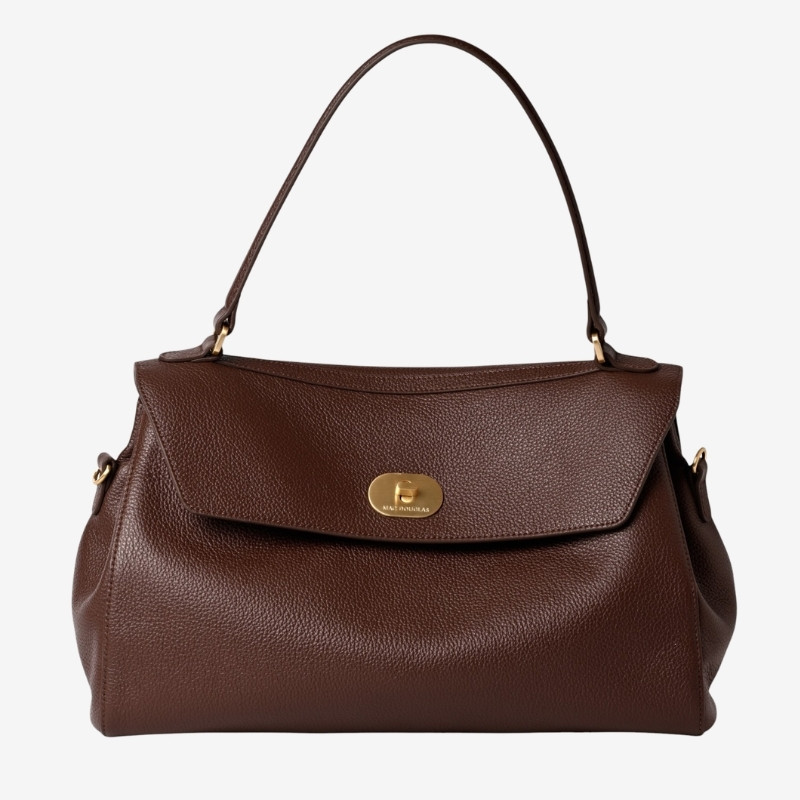 Mac Douglas - Sac à main rabat cuir Gwendoline Rhodes M choco