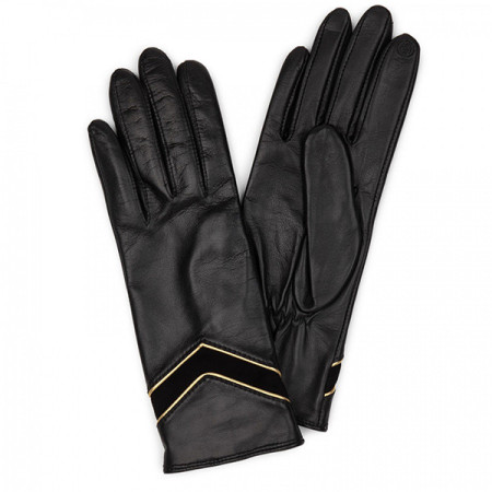 Gants tactiles Or T6.5 Cuir Noir | Lancaster